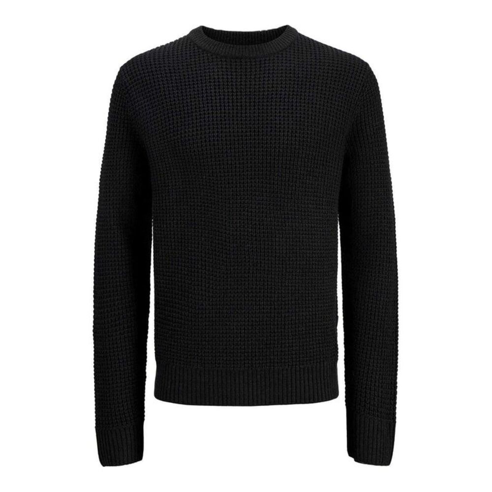Jack And Jones Mens Textured Long-Sleeved Sweater / Black